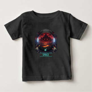 ベビー宇宙飛行士スペースミステリーレッドプラネットグラフィック ベビーTシャツ