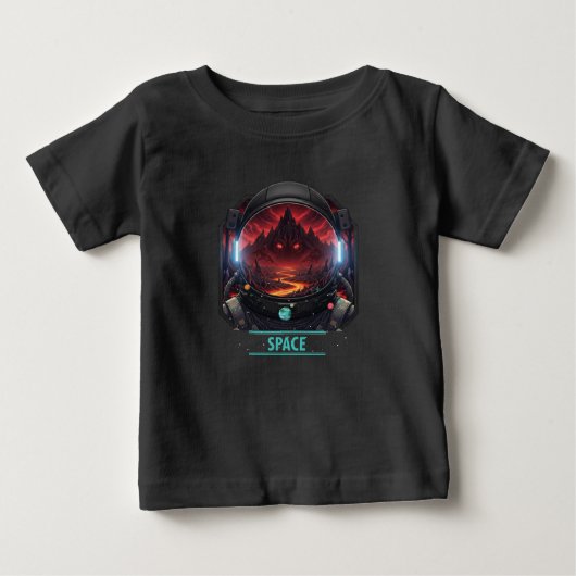 ベビー宇宙飛行士スペースミステリーレッドプラネットグラフィック ベビーTシャツ (正面)