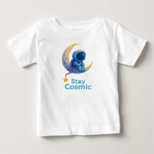 ベビー宇宙飛行士「宇宙にいよう」Tシャツ - かわいい宇宙 ベビーTシャツ (正面)