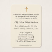 ベビー宗教カトリック葬儀記念聖式 (裏面)