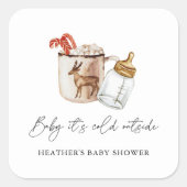 ベビー寒い冬の赤ちゃんシャワー スクエアシール (正面)