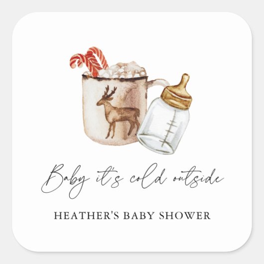 ベビー寒い冬の赤ちゃんシャワー スクエアシール (正面)
