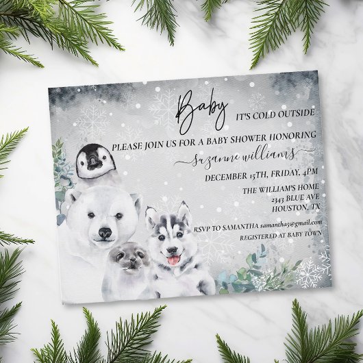 ベビー寒冷で北極圏外の動物シャワー冬