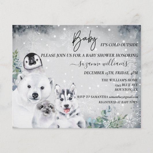 ベビー寒冷で北極圏外の動物シャワー冬 (正面)