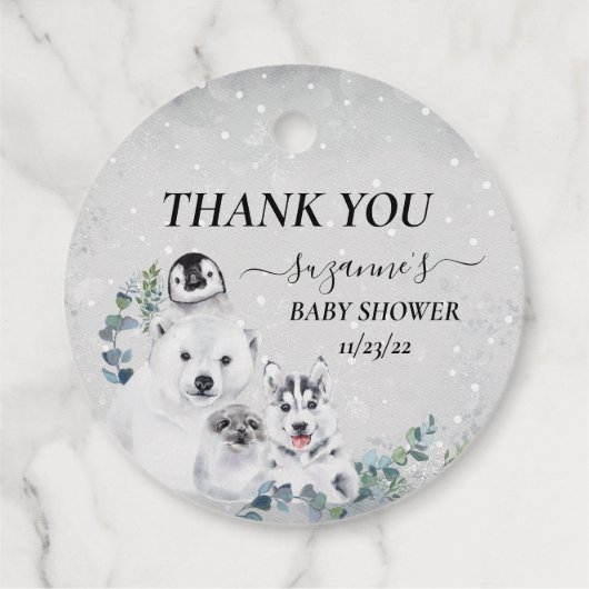 ベビー寒冷で北極圏外の動物シャワー冬 フェイバータグ (裏面)