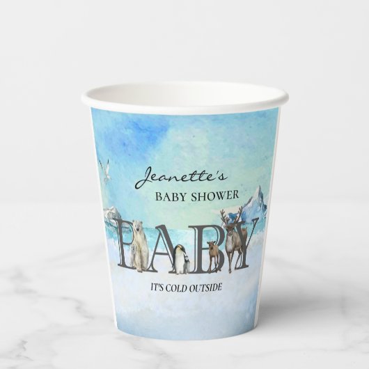 ベビー寒冷で北極圏外の動物シャワー 紙コップ (裏面)