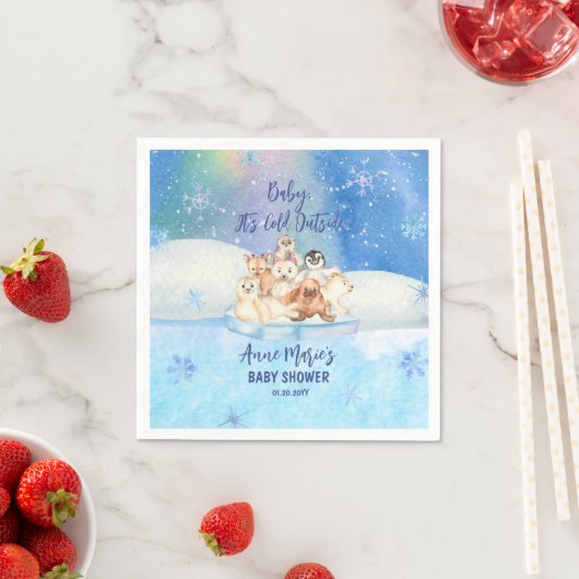 ベビー寒冷な北極圏外の動物の赤ちゃんシャワー スタンダードカクテルナプキン (インサイチュ)