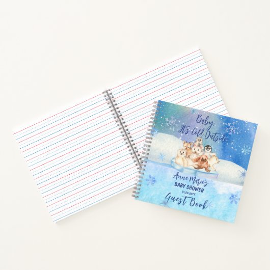 ベビー寒冷な北極圏外の動物の赤ちゃんシャワー ノートブック (内部)