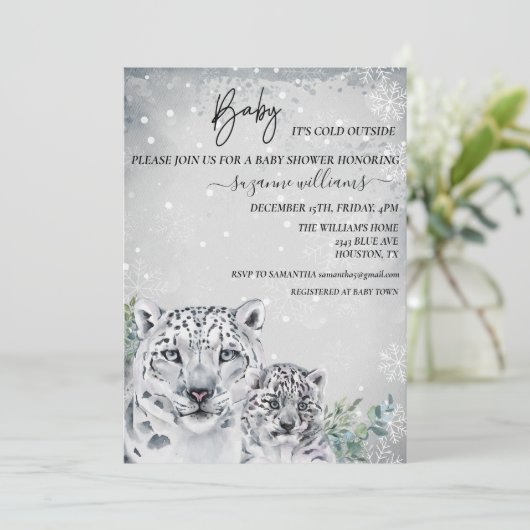 ベビー寒冷な北極圏外の動物ユキヒョウ 招待状 (スタンド正面)