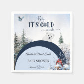ベビー寒冷雪熊の鳥の赤ちゃんシャワー スタンダードカクテルナプキン (正面)