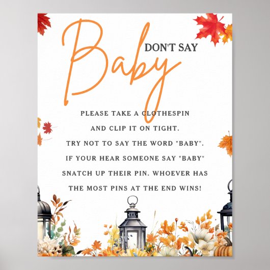 ベビー小さなかぼちゃ赤ちゃんシャワーゲームと言わない ポスター (正面)