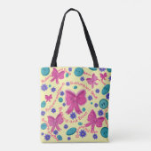 ベビー小さな女の子トートボタンと湾曲形 トートバッグ (裏面)