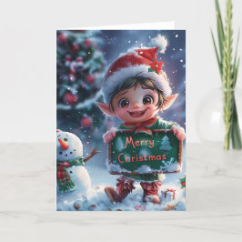 ベビー小妖精や小人クリスマスデジタルアート シーズンカード