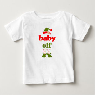 ベビー小妖精や小人ファミリーとクリスマスベビーTシャツ ベビーTシャツ