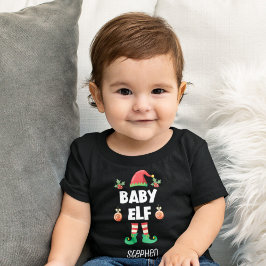 ベビー小妖精や小人ファミリー一致のクリスマスの衣装名 ベビーTシャツ