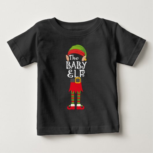 ベビー小妖精や小人ファミリー一致クリスマス ベビーTシャツ (正面)