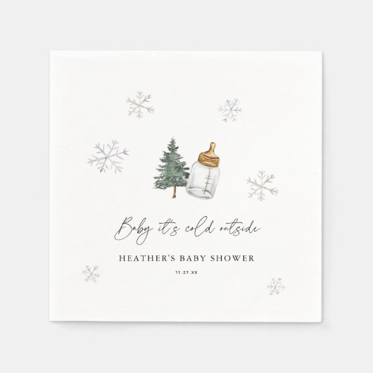 ベビー山外の寒さ冬の赤ちゃんシャワー スタンダードカクテルナプキン (正面)