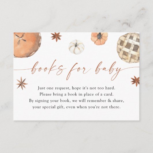 ベビー帳 | 秋かわいこちゃんパイ赤ちゃんシャワー エンクロージャーカード (正面)