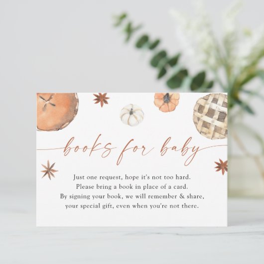 ベビー帳 | 秋かわいこちゃんパイ赤ちゃんシャワー エンクロージャーカード (スタンド正面)