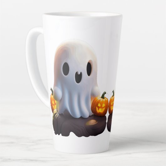 ベビー幽霊不気味かわいいハロウィーンキャラクター カフェラテマグ (左アングル)