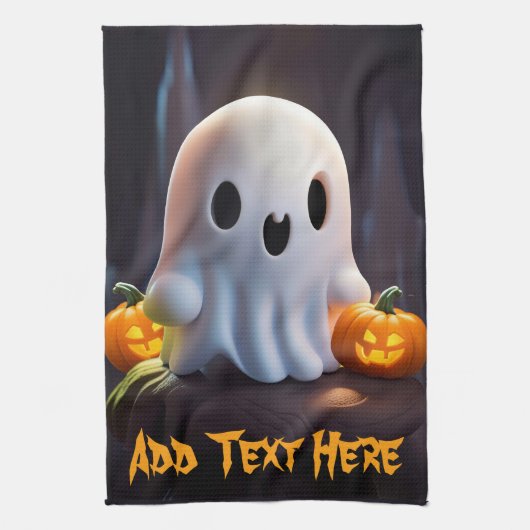 ベビー幽霊不気味かわいいハロウィーンキャラクター キッチンタオル (縦)