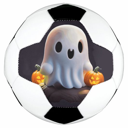 ベビー幽霊不気味かわいいハロウィーンキャラクター サッカーボール (正面)