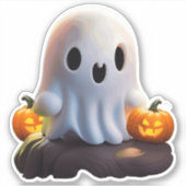 ベビー幽霊不気味かわいいハロウィーンキャラクター シール (正面)
