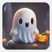 ベビー幽霊不気味かわいいハロウィーンキャラクター スクエアシール (正面)