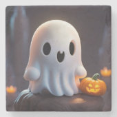 ベビー幽霊不気味かわいいハロウィーンキャラクター ストーンコースター (正面)