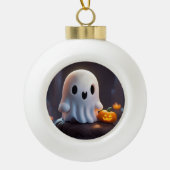ベビー幽霊不気味かわいいハロウィーンキャラクター セラミックボールオーナメント (正面)