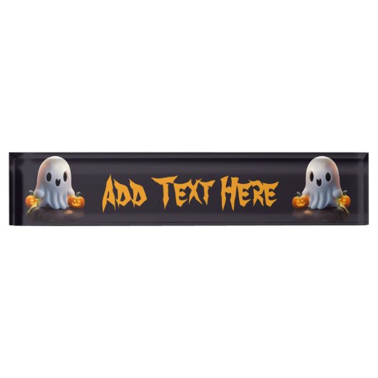 ベビー幽霊不気味かわいいハロウィーンキャラクター デスクネームプレート (正面)