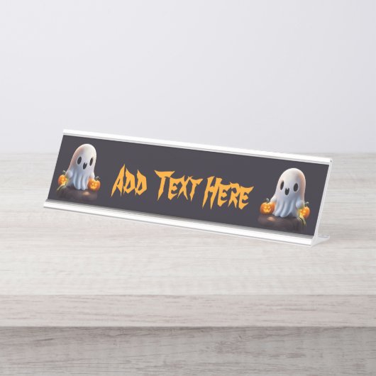ベビー幽霊不気味かわいいハロウィーンキャラクター デスクネームプレート (正面)