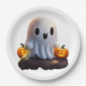 ベビー幽霊不気味かわいいハロウィーンキャラクター ペーパープレート (正面)