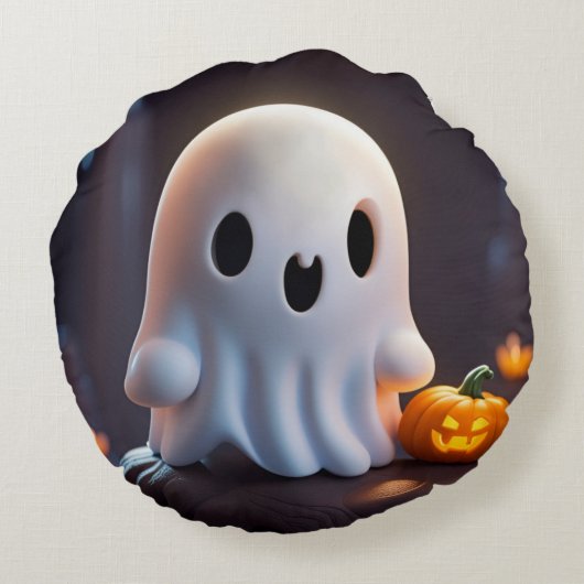 ベビー幽霊不気味かわいいハロウィーンキャラクター ラウンドクッション (裏面)