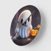 ベビー幽霊不気味かわいいハロウィーンキャラクター ラウンド壁時計 (傾斜)