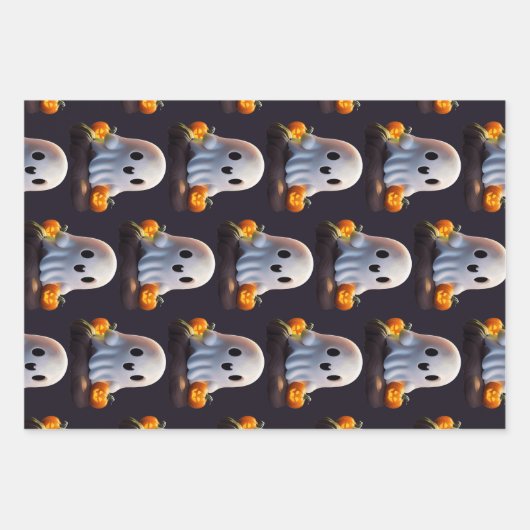 ベビー幽霊不気味かわいいハロウィーンキャラクター ラッピングペーパーシート (正面2)