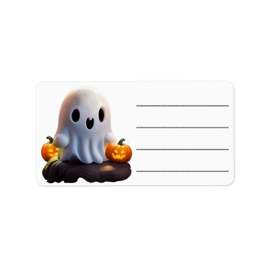 ベビー幽霊不気味かわいいハロウィーンキャラクター ラベル (正面)