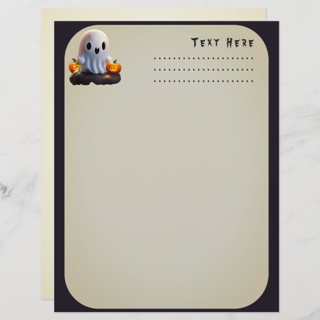 ベビー幽霊不気味かわいいハロウィーンキャラクター レターヘッド (正面/裏面)