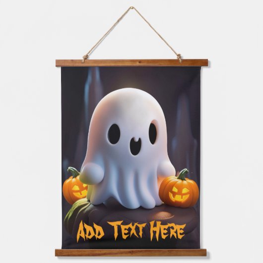 ベビー幽霊不気味かわいいハロウィーンキャラクター 吊り下げ型タペストリー (正面)