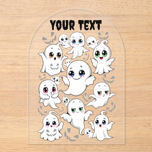 ベビー幽霊不気味かわいいハロウィーンムード アクリル招待状 (正面)
