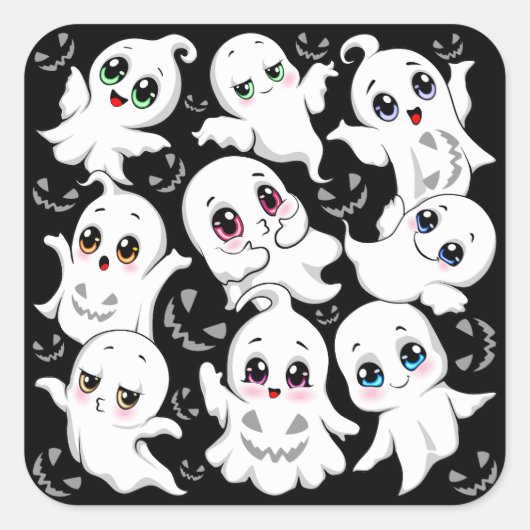 ベビー幽霊不気味かわいいハロウィーンムード スクエアシール (正面)