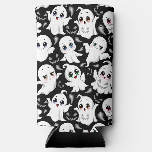 ベビー幽霊不気味かわいいハロウィーンムード スリム缶クーラー (正面)