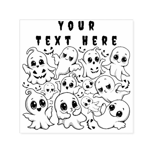 ベビー幽霊不気味かわいいハロウィーンムード セルフインキングスタンプ (デザイン)