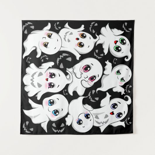 ベビー幽霊不気味かわいいハロウィーンムード タペストリー (正面(横))