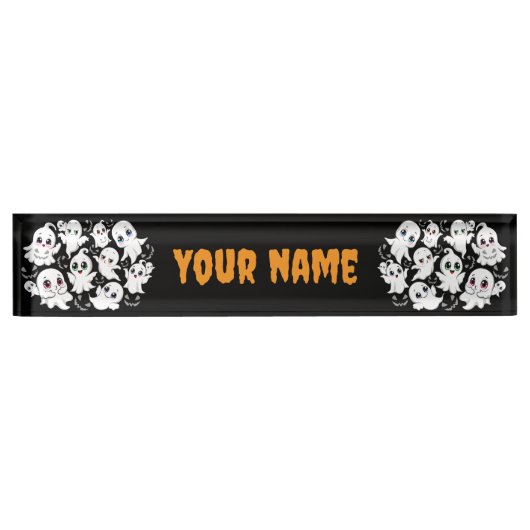 ベビー幽霊不気味かわいいハロウィーンムード デスクネームプレート (正面)