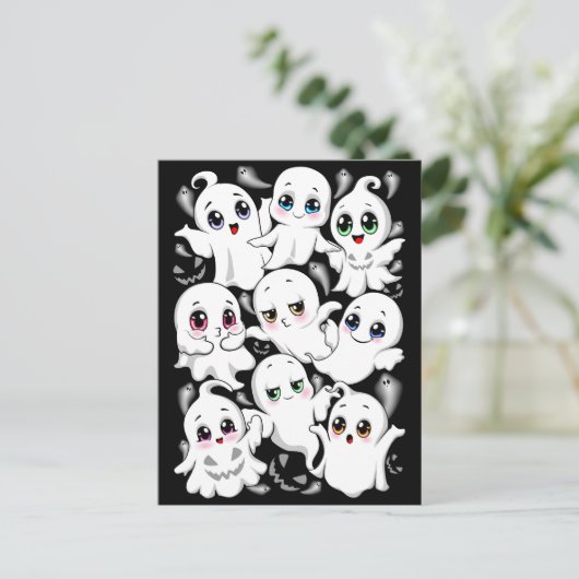ベビー幽霊不気味かわいいハロウィーンムード ポストカード (スタンド正面)