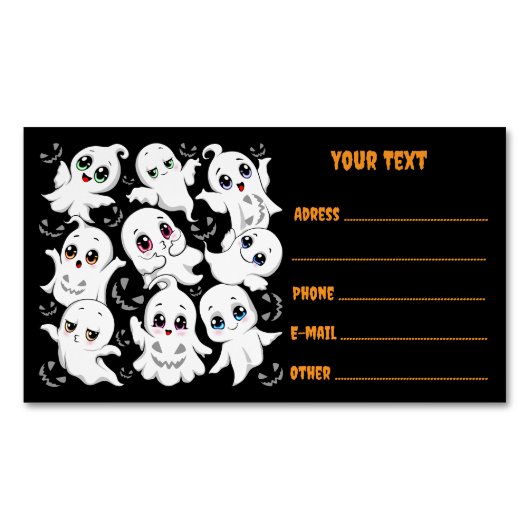 ベビー幽霊不気味かわいいハロウィーンムード マグネット名刺 (正面)