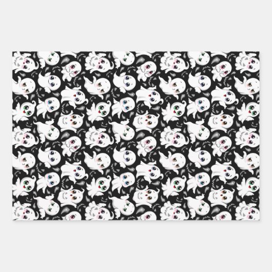 ベビー幽霊不気味かわいいハロウィーンムード ラッピングペーパーシート (正面)