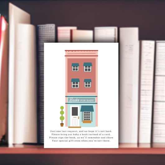 ベビー建物ピンク赤ちゃんシャワー用の本 エンクロージャーカード