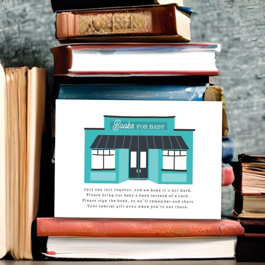 ベビー建物ブルーベビーシャワー用の本 エンクロージャーカード